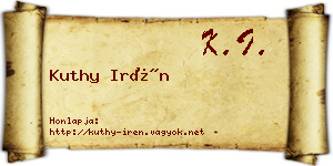 Kuthy Irén névjegykártya
